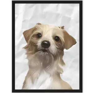 Custom Modern Dog Portrait | Crumpled Paper