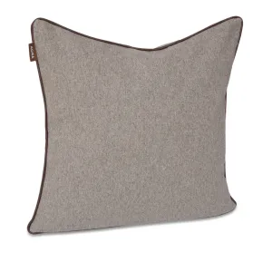 Decorative Pillow Cover - Grey Flannel with Vegan Leather Trim