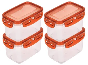Kuber Industries Plastic Food Storage Container/Box For cookies, nuts, beans, chutneys With Airtight Lock Lid, 600ml Pack of 4 ( Brown)-46KM0537