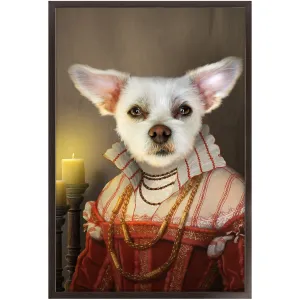 LADY LAVISH - Renaissance Inspired Custom Pet Portrait Framed Satin Paper Print