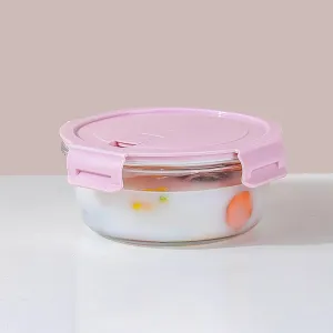 MARTVIA 900ML Glass Food Storage Containers with Lids -Glass Lunch Box Meal Prep Containers with Airtight Microwave, Fridge, Freezer, Dishwasher, and Oven Safe (Round- 01, Set of 1)