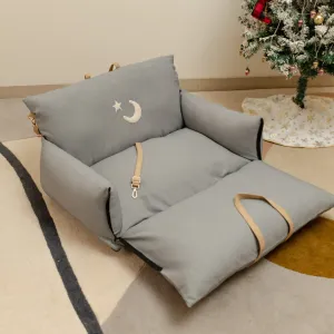 OAK BOHO Dog Holiday Travel Bed Large : Blue Herringbone Chand Tara