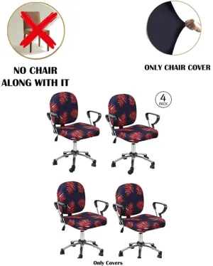 ONLY CHAIR COVER | Violet Polyester Stretchable Elastic Floral Printed Office Chair Covers | 18 x 18 inches