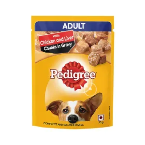 Pedigree Puppy Chicken & Liver Chunks in Gravy with Vegetables, Wet Dog Food, 70 g