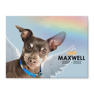 Personalized Dog Portrait Rainbow Bridge Memorial Display Stone and Garden Tile