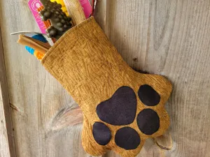 Pet Paw Stocking, Quilted Christmas Stocking for Dog or Cat