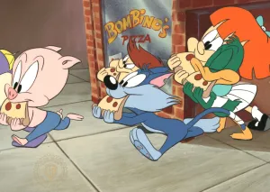 Tiny Toons Original Production Cel:  Plucky, Furrball, Hamton J. Pig, Montana Max, and Elmyra