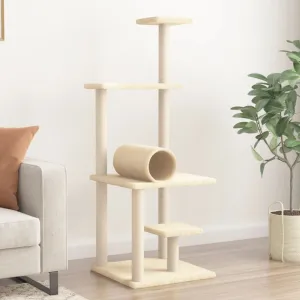 vidaXL Cat Tree with Sisal Scratching Posts Cream 136 cm