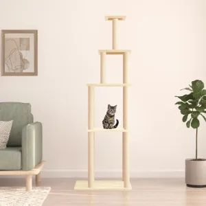 vidaXL Cat Tree with Sisal Scratching Posts Cream 183 cm