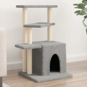 vidaXL Cat Tree with Sisal Scratching Posts Light Grey 83.5 cm
